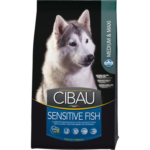 12кг Корм Farmina Cibau Sensitive Fish MEDIUM / MAXI для взрослых собак средних и крупных пород с чувствительным пищеварением с Рыбой и рисом