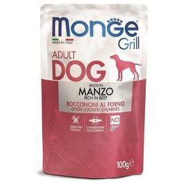 100гр Влажный корм Monge Dog GRILL Adult Beef для собак с кусочками Говядины (пауч)