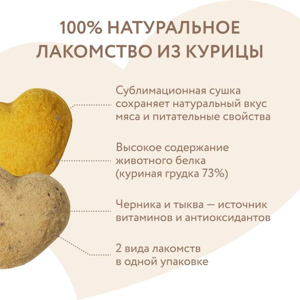 Лакомство Мнямс "Фросты" для собак и щенков с 4 месяцев из курицы с черникой и тыквой 1шт
