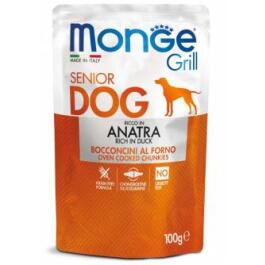 100гр Влажный корм Monge Dog GRILL Senior Anatra для пожилых собак с Уткой (пауч)