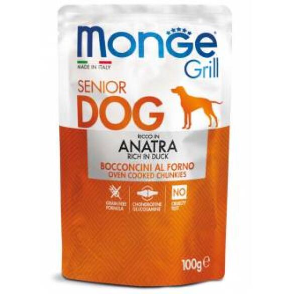 100гр Влажный корм Monge Dog GRILL Senior Anatra для пожилых собак с Уткой (пауч)