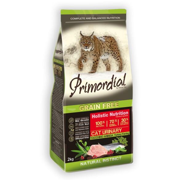 2кг Корм Primordial Holistic Grain-Free Cat Urinary Turkey & Herring для взрослых кошек - профилактика мочекаменной болезни с Индейкой и сельдью