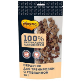 90г Лакомства тренировочные Мнямс для собак "Сердечки" с Говядиной
