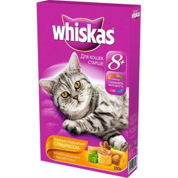 350гр Корм WHISKAS кошек старше 7 лет паштет Птица