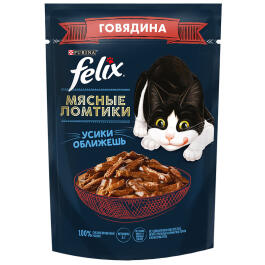 75гр Корм для кошек FELIX Мясные ломтики с Говядиной
