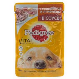 Корм PEDIGREE для взрослых собак говядина/ягненок в соусе 85г