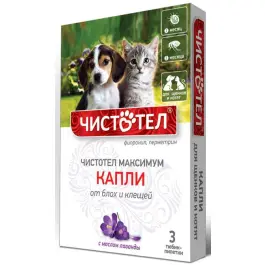 Капли на холку Чистотел Максимум от блох и клещей для щенков и котят, 1шт