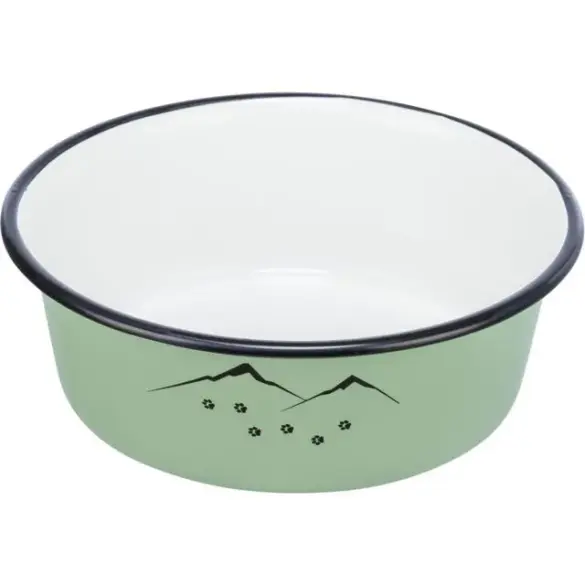 Миска "TRIXIE" для животных, 0,3л/12см, металл,с резиновой кромкой,зеленая