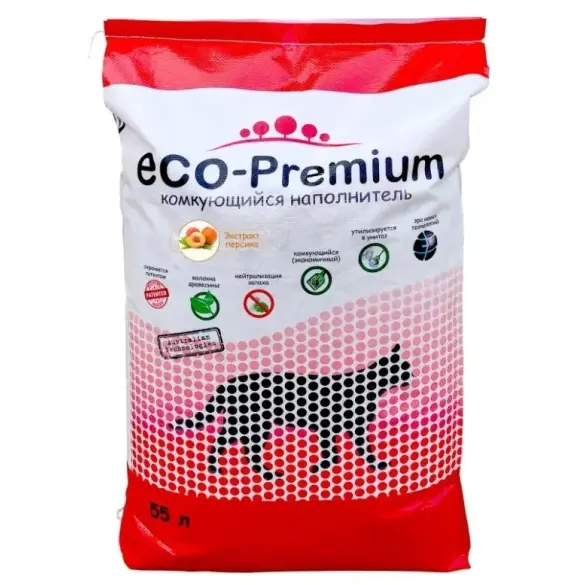 Наполнитель древесный комкующийся ECO-Premium Персик, 55л