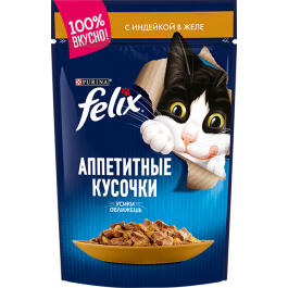 75гр Корм для кошек FELIX Аппетитные кусочки с Индейкой в желе