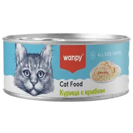 95гр Консерва WANPY для кошек из курицы с крабом