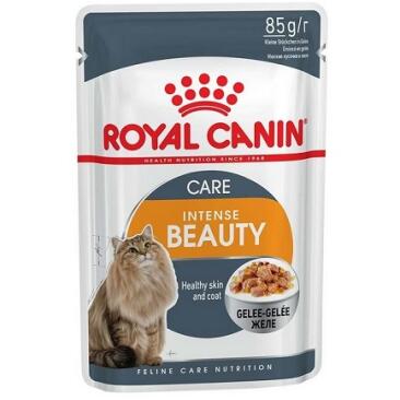 85гр Влажный корм ROYAL CANIN Intense Beauty для взрослых кошек, поддержания красоты шерсти и здоровья кожи, в желе (пауч)