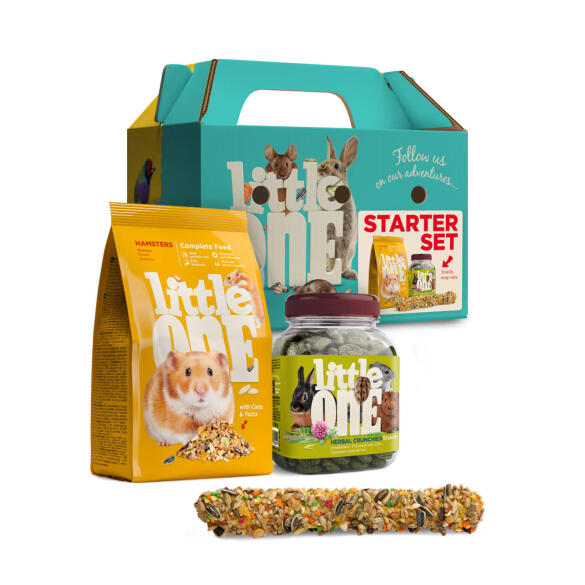 Стартовый набор Little One для хомяка (переноска, корм, травяные подушечки, палочка)