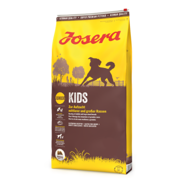 15кг Корм Josera Kids (Junior Medium/Maxi 25/12) для щенков и молодых собак, средних и крупных пород с Птицей, Рисом и мясом Мидий