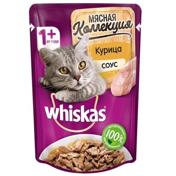 75гр Корм для кошек WHISKAS Мясная коллекция Курица