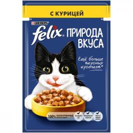 85гр Корм для кошек FELIX природа вкуса с Курицей
