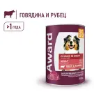 750г Консерва Award для взрослых собак кусочки с Говядиной и Рубцом в соусе
