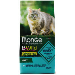 1,5кг Корм Monge Cat Bwild Grain Free Adult CodFish/Potatoes беззерновой для взрослых кошек с Треской и картофелем