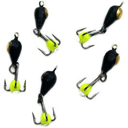 Мормышка вольфрамовая безнасадочная ЯМАН Дьявол с латунной коронкой, капля с глазком желтая, 0,6гр