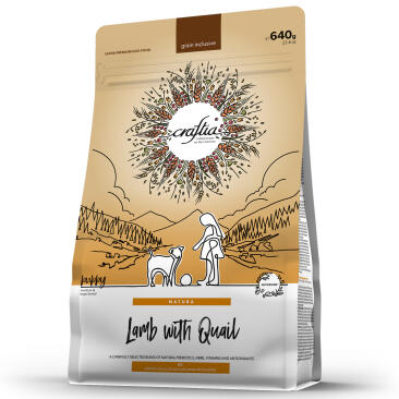 640гр Корм Craftia Natura Puppy Medium&Large для щенков средних и крупных пород из Ягненка с перепелкой