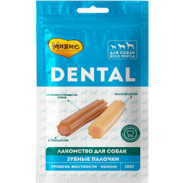 100г Лакомство Мнямс DENTAL для собак "Зубные палочки" с Говядиной