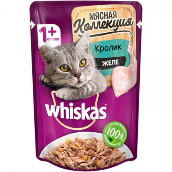 75гр Корм для кошек WHISKAS Мясная коллекция Кролик