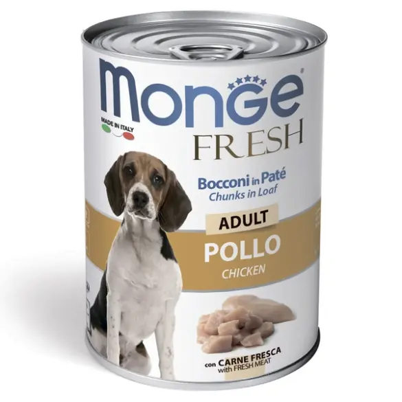 400гр Консервы Monge Dog FRESH Adult Chicken для собак, паштет из Курицы