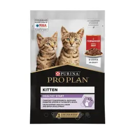 85гр Корм для котят PRO PLAN Nutrisavour с Говядиной в соусе